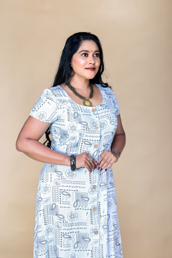 Blue Front Button top with Art prints
