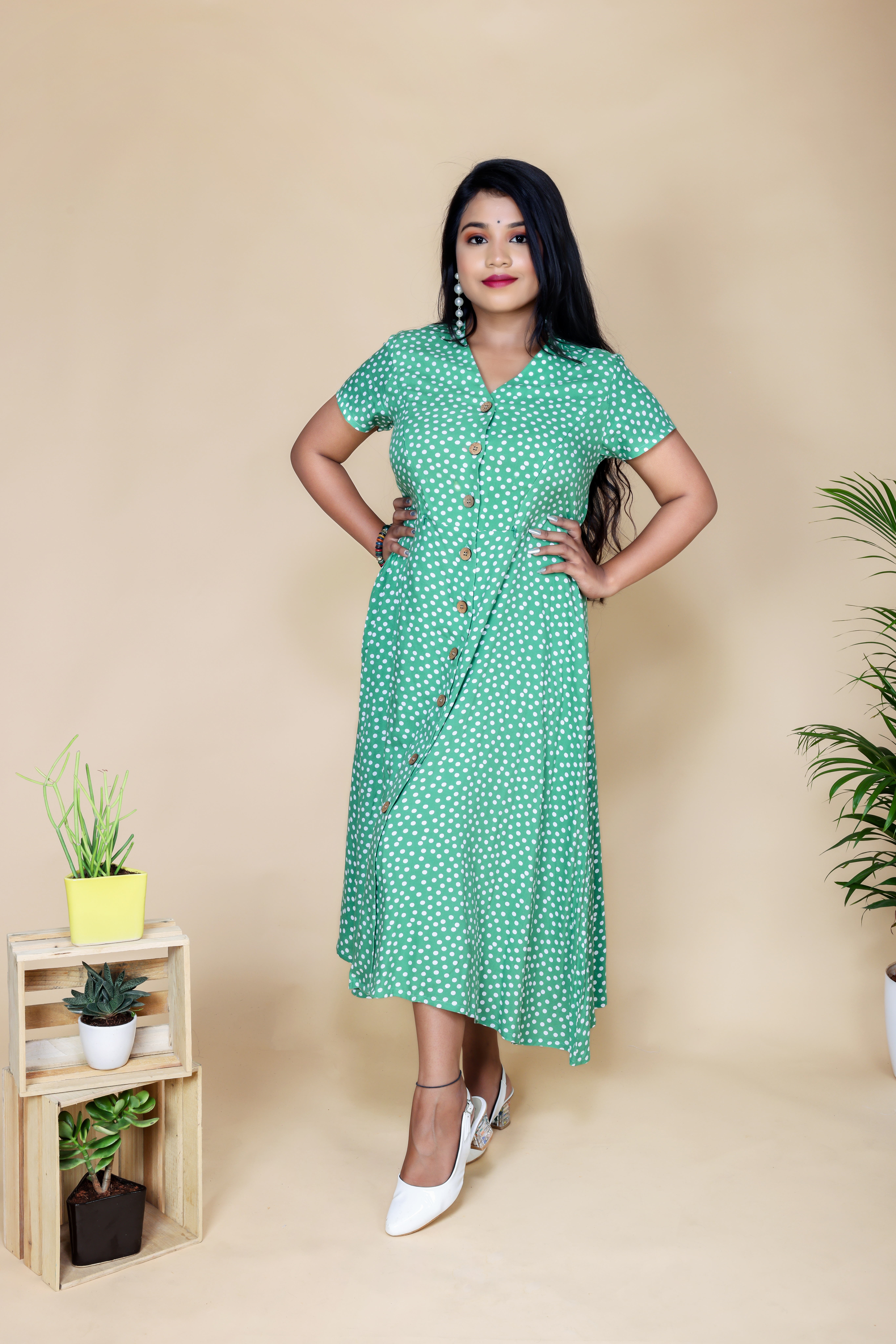 Green Front Button Top - Image 2