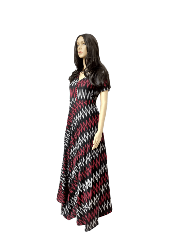 Zig zag modern print Black Ikkat cotton Anarkali Kurti [Long]